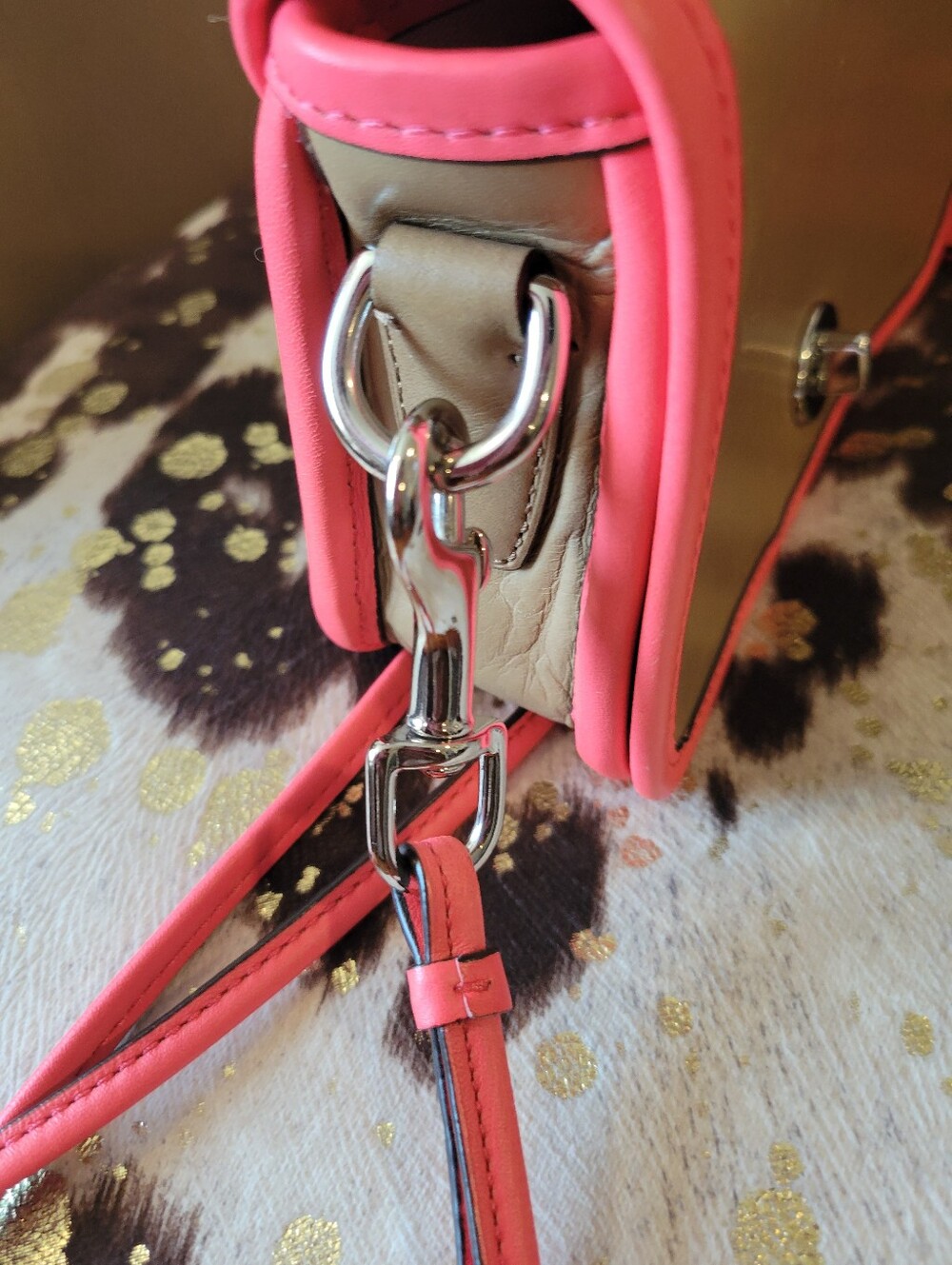 Coach Penny Archive Khaki Crossbody with Watermelon Pink Trim - Picture 8 of 8